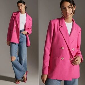 Anthropologie Maeve Double Breasted Blazer in Pink/Rose